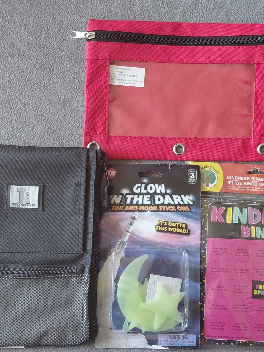 Classroom & School Supply Bundle - Pencil Pouches, Bingo Game, Glow Stars